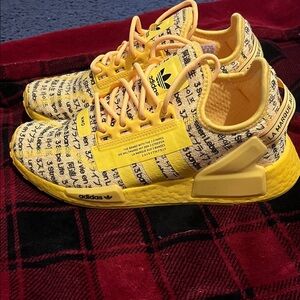 Adidas Yellow Sneakers with Text Design